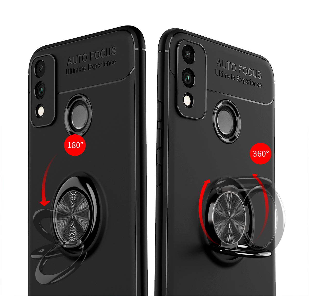 Case de Teléfonos Celulares TPU de Kickstand TPU Para Honor 9x Lite (hoja de Metal Incorporada) - Negro / Rojo