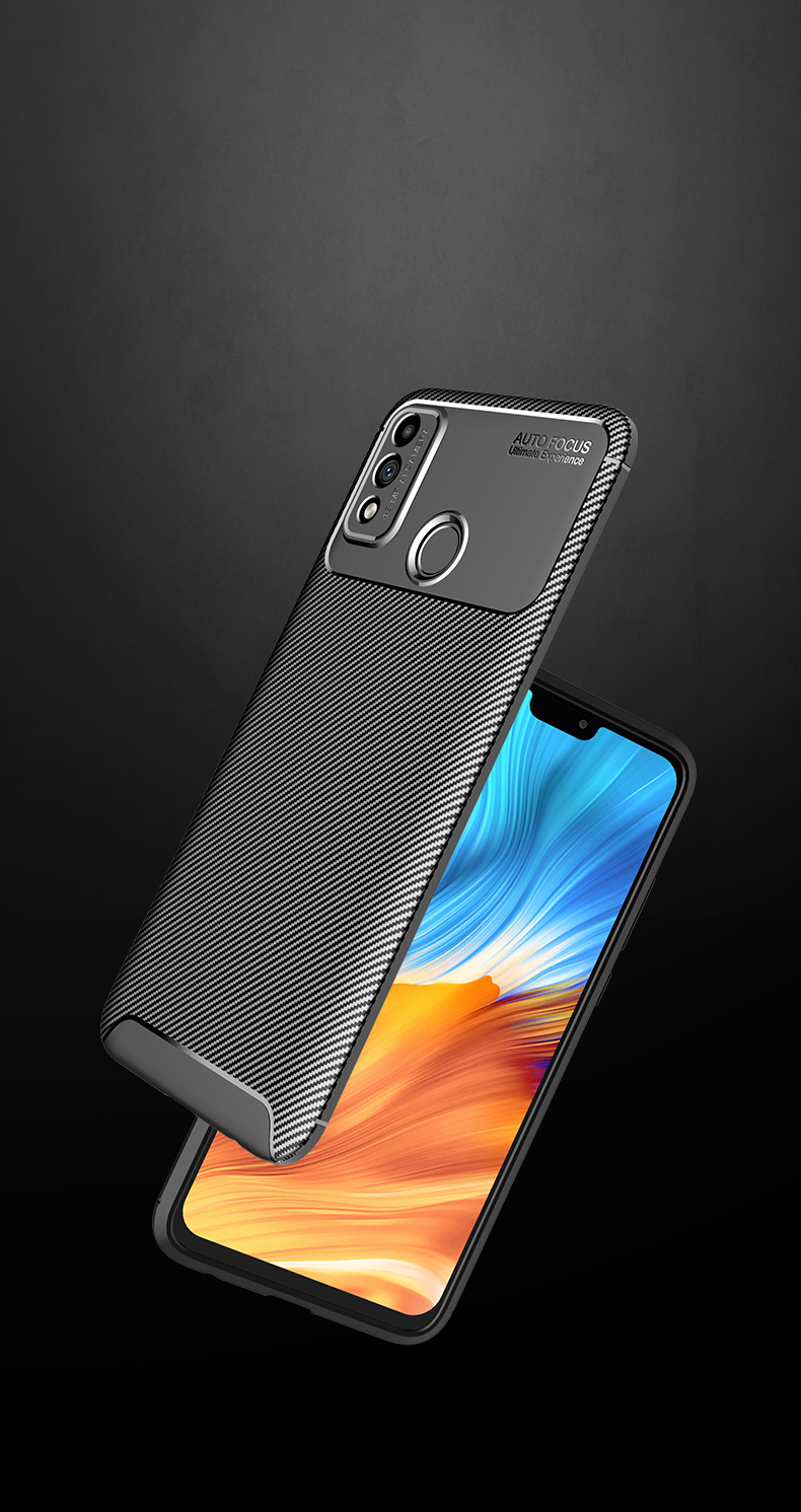 Couverture TPU en Fibre de Carbone Résistante à la Chute Pour Honor 9x Lite - le Noir