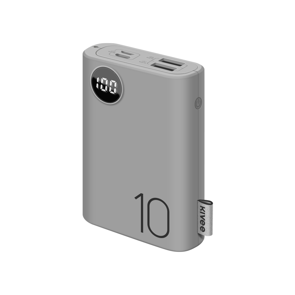 KIVEE KV-PF23P Macarons Color Series 10000mAh Power Bank Mini Size Portable Charger - Grey-2