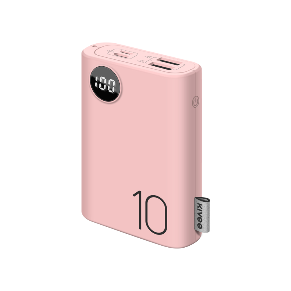 KIVEE KV-PF23P Macarons Цвета Серии 10000mAh Банка Силы Миникассетами Портативное Зарядное Устройство - Розовый-2