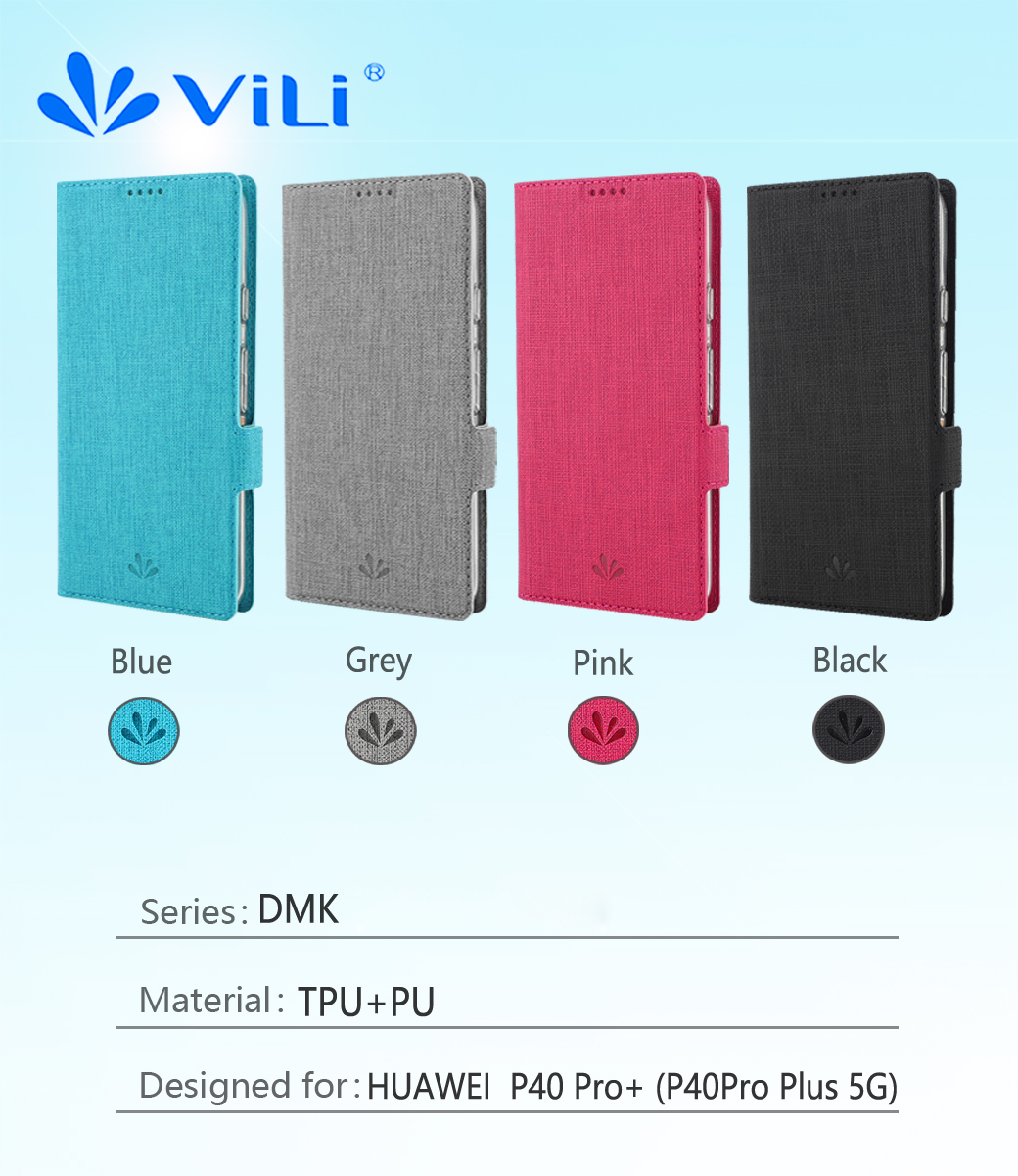 VILI DMK Cross Texture Case Del Portafoglio in Pelle Con Chiusura Magnetica Doppia Per Huawei P40 Pro Plus - Nero