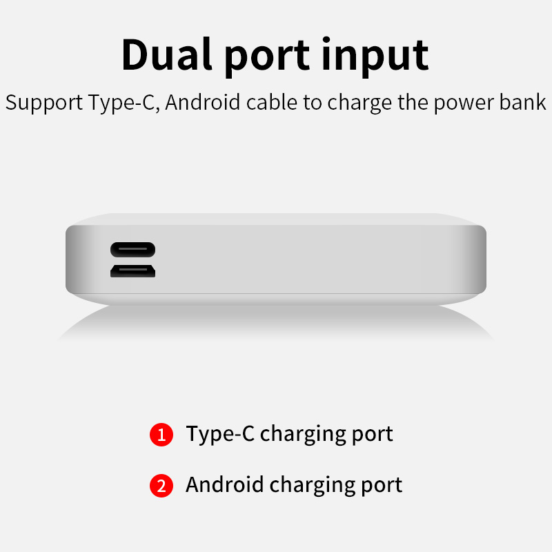 3 USB Ports 5000mAh Mini Solar Power Bank with Type-C + Micro USB Dual Input - White-5