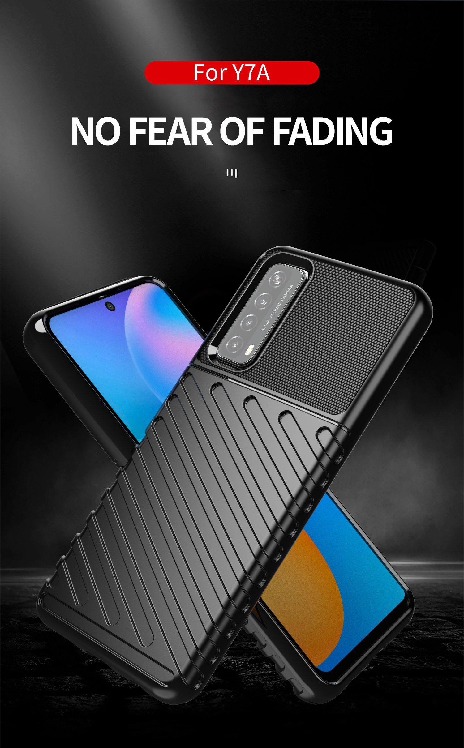 Couverture TPU Grain TPU de la Série Thunder Pour Huawei P Smart 2021 / Y7a Case - le Noir