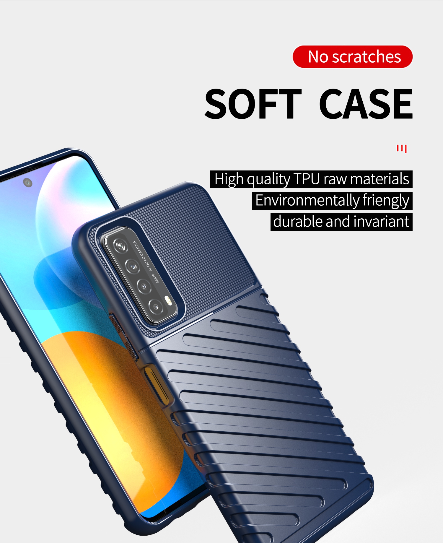 Громовая Серия Twill Grain Tpu Cover Для Huawei P Smart 2021/y7a Case - Черный