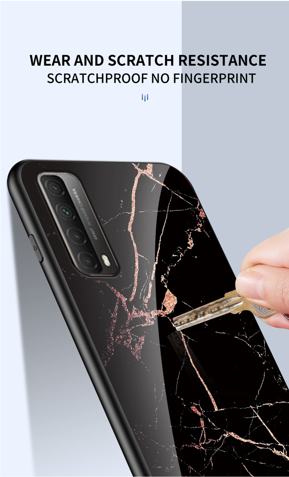 TPU + PC + Membered Glass Marbling Hybrid Cover Для Huawei P Smart 2021/y7a - Золотой Черный Мрамор