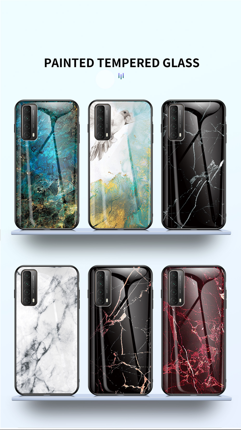 TPU + PC + Membered Glass Marbling Hybrid Cover Для Huawei P Smart 2021/y7a - Золотой Черный Мрамор