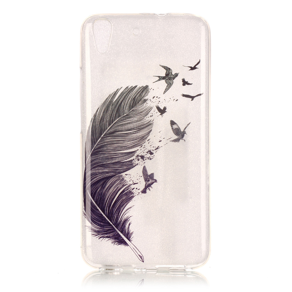 Soft IMD TPU Case for Huawei Honor 4A / Y6 - Black Feather-1
