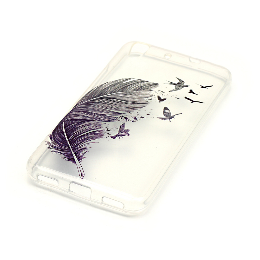 Soft IMD TPU Case for Huawei Honor 4A / Y6 - Black Feather-2
