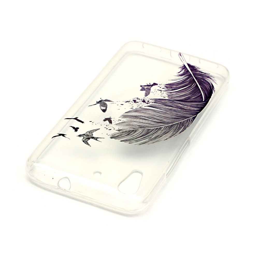 Soft IMD TPU Case for Huawei Honor 4A / Y6 - Black Feather-3