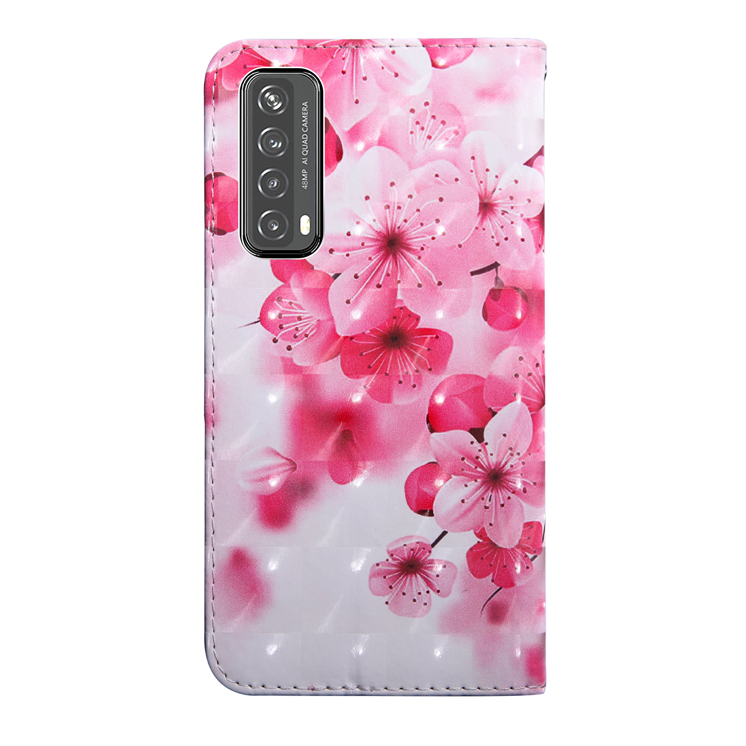 Porte-monnaie À Imprimer Portefeuille En Cuir Pour Huawei P Smart 2021 / Y7A Cas De Protection Avec Longe - Fleur De Pêche-4