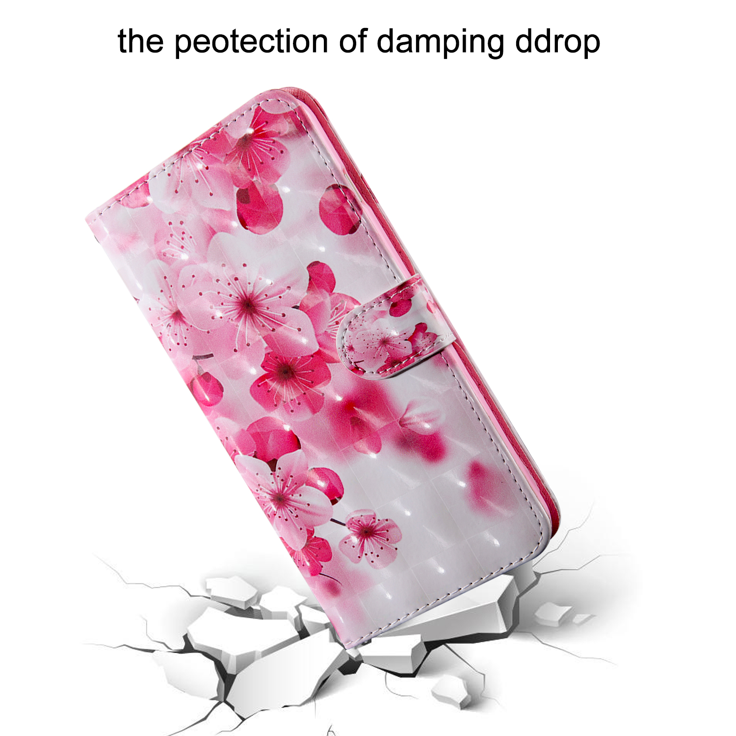 Porte-monnaie À Imprimer Portefeuille En Cuir Pour Huawei P Smart 2021 / Y7A Cas De Protection Avec Longe - Fleur De Pêche-5