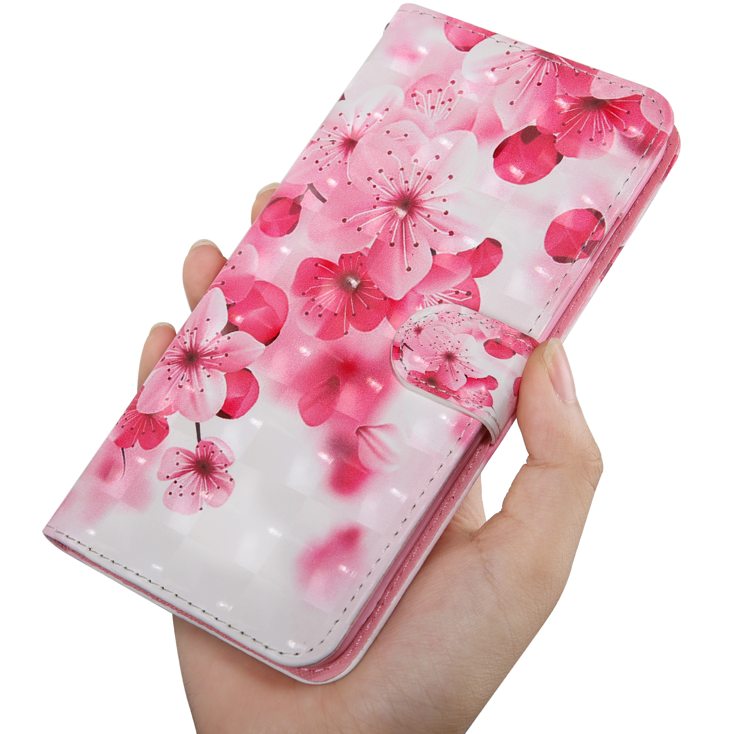 Porte-monnaie À Imprimer Portefeuille En Cuir Pour Huawei P Smart 2021 / Y7A Cas De Protection Avec Longe - Fleur De Pêche-6