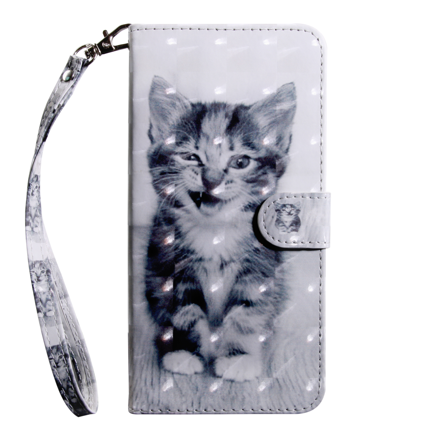 Pattern Printing Leather Wallet Stand for Huawei P smart 2021/Y7a Protective Case with Lanyard - Cat-3