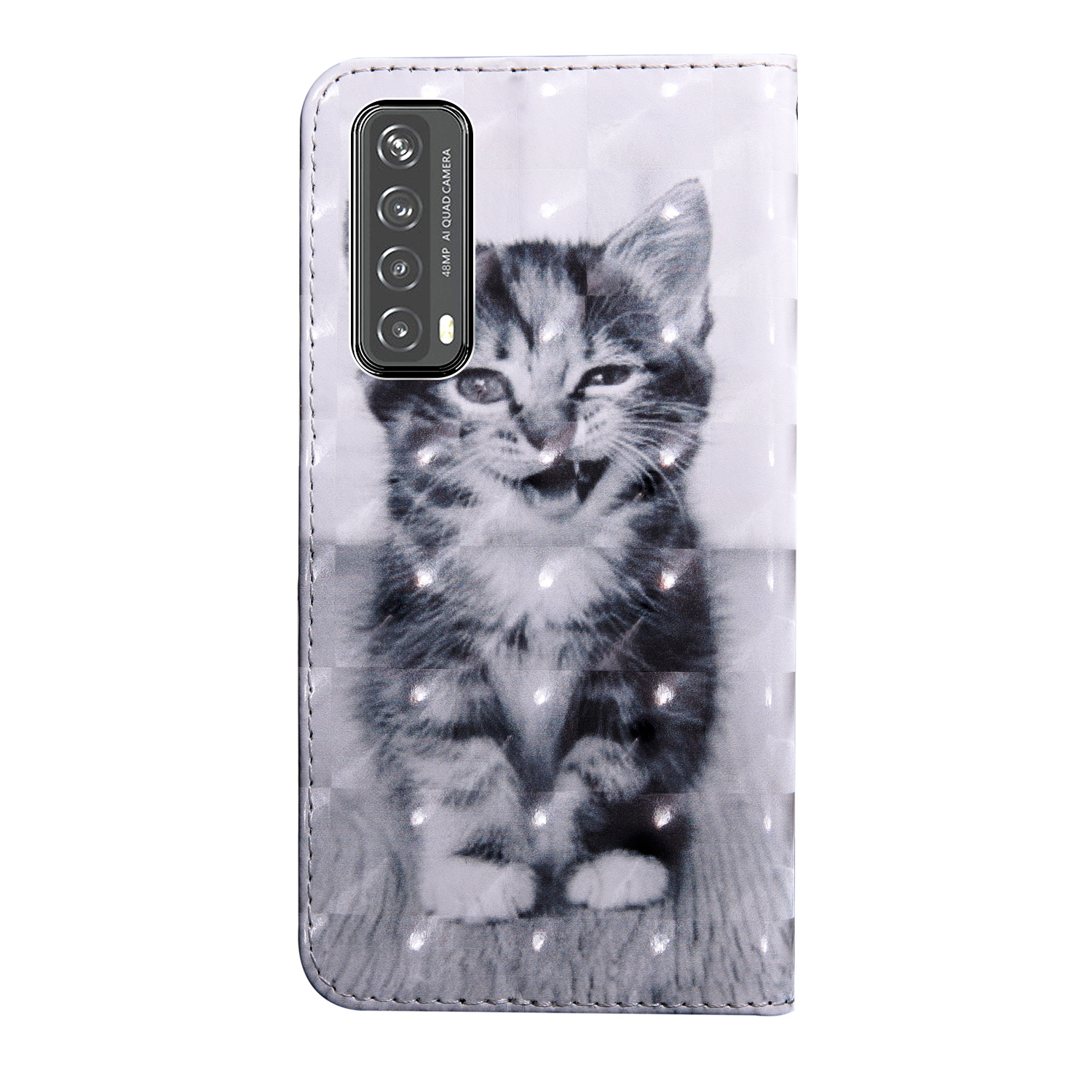 Pattern Printing Leather Wallet Stand for Huawei P smart 2021/Y7a Protective Case with Lanyard - Cat-4