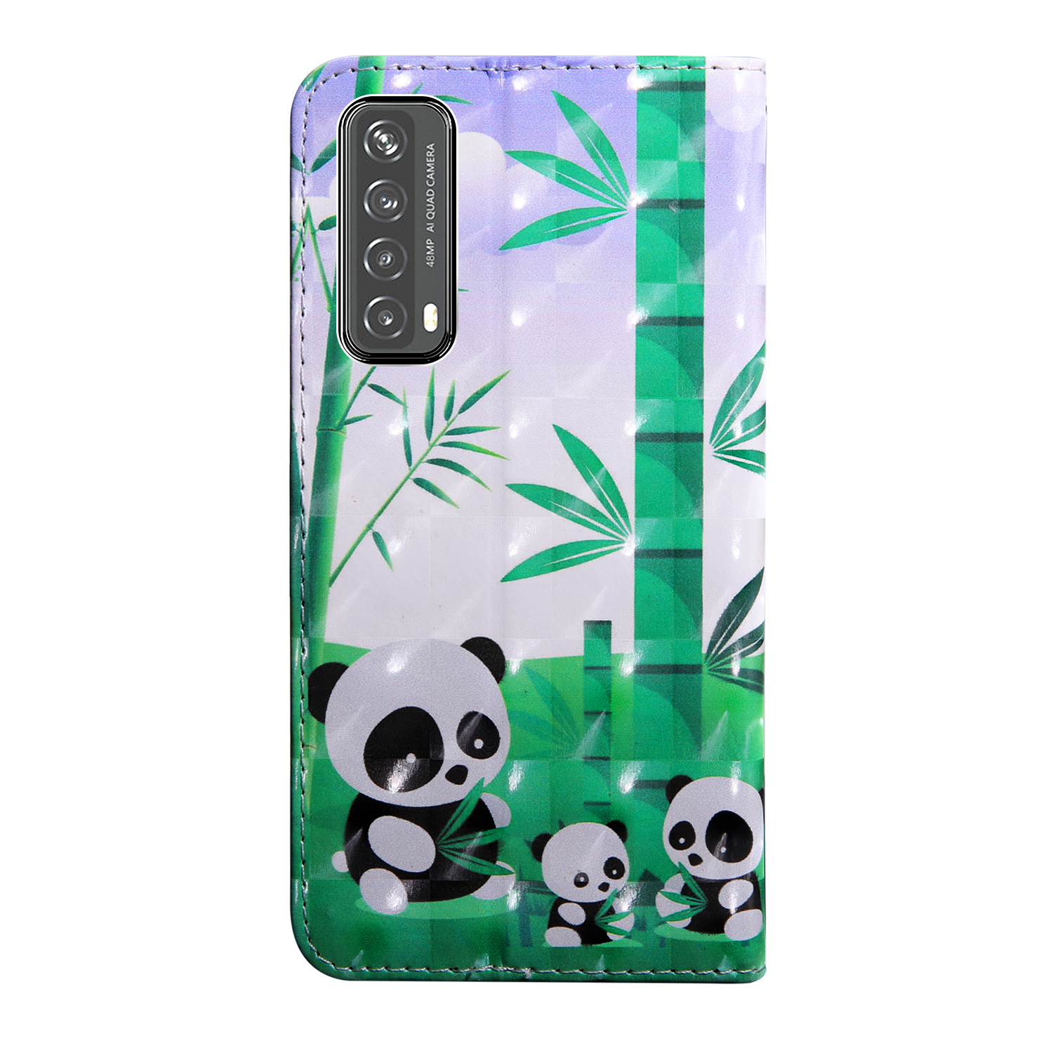 Pattern Printing Leather Wallet Stand for Huawei P smart 2021/Y7a Protective Case with Lanyard - Panda-4