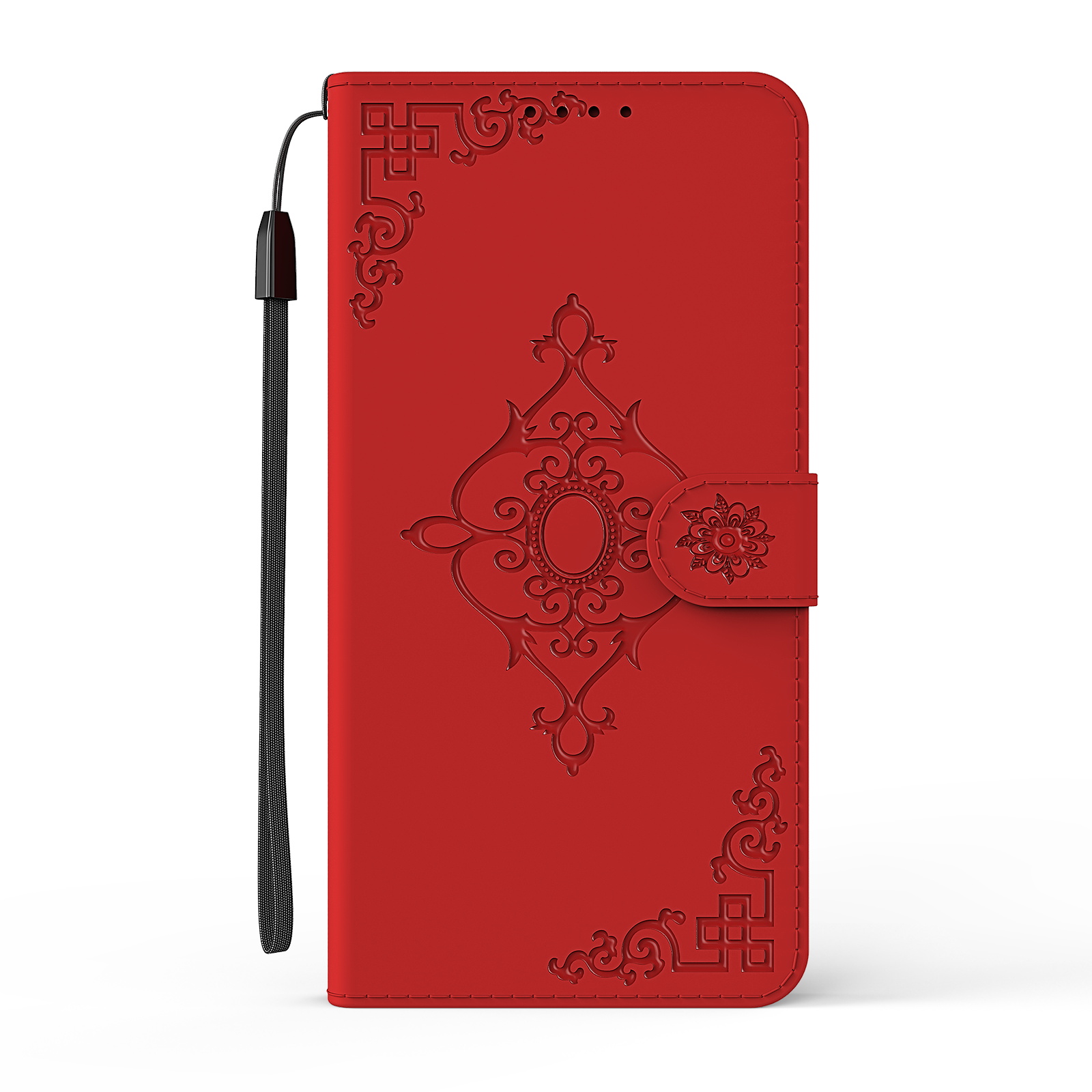 Symmetrical Pattern Imprint Wallet Leather for Huawei P smart 2021/Y7a Phone Stand Case - Red-2