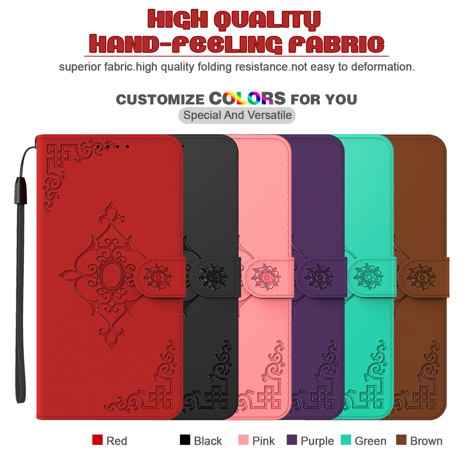Symmetrical Pattern Imprint Wallet Leather for Huawei P smart 2021/Y7a Phone Stand Case - Red-9