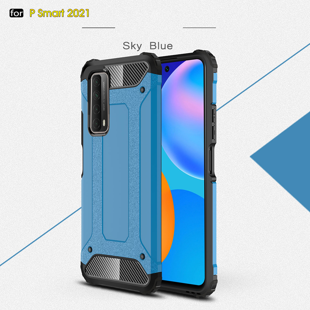 Funda Telefónica Híbrida Para Huawei P Smart 2021 / Y7A, TPU Flexible + Cubierta Impermeable De PC Hard - Plata