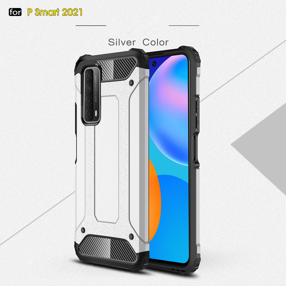 Funda Telefónica Híbrida Para Huawei P Smart 2021 / Y7A, TPU Flexible + Cubierta Impermeable De PC Hard - Plata