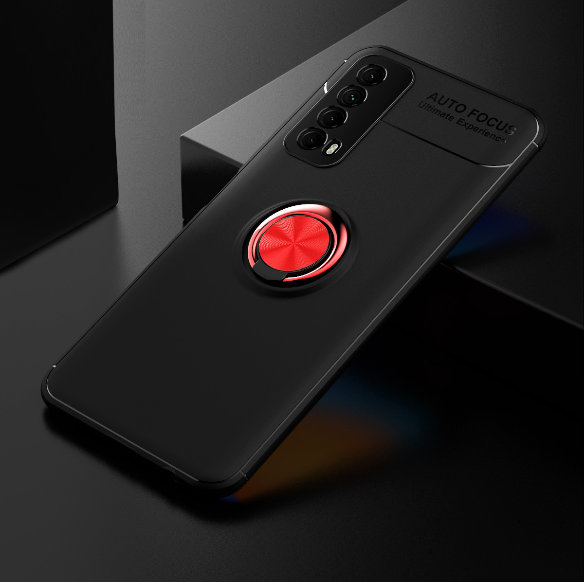 360-grad-metallring-kickstand-tpu-abdeckung Mit Integriertem Magnetblatt Für Huawei P Smart 2021 / Y7a - Schwarz