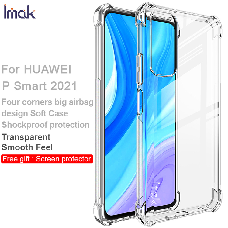 IMAK Para Huawei P Smart 2021/y7a Silky Anti-drop TPU Case Com Filme Protetor de Tela - Preto Transparente