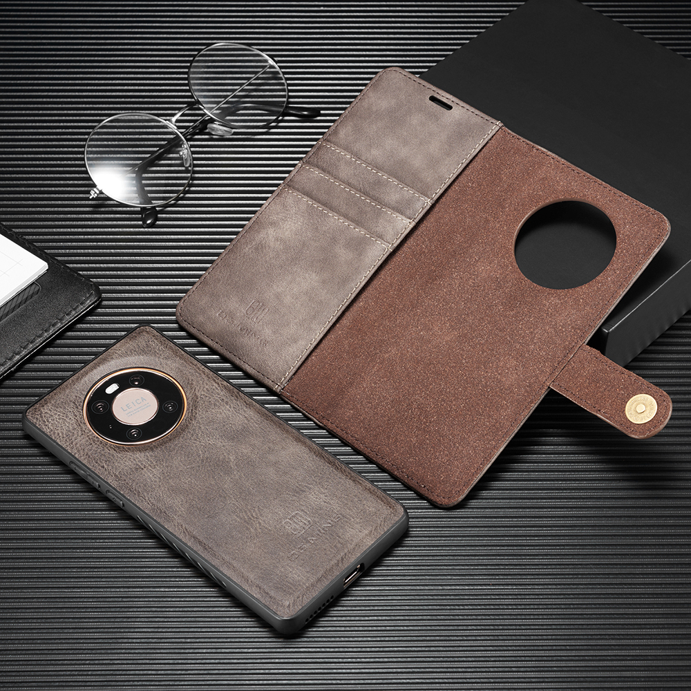 DG.. Custodia Posteriore In Pelle Con Cuoio A Spaccatura In Cuoio A 2 In 1 PC Per PC Per Huawei Mate 40 Pro - Nero