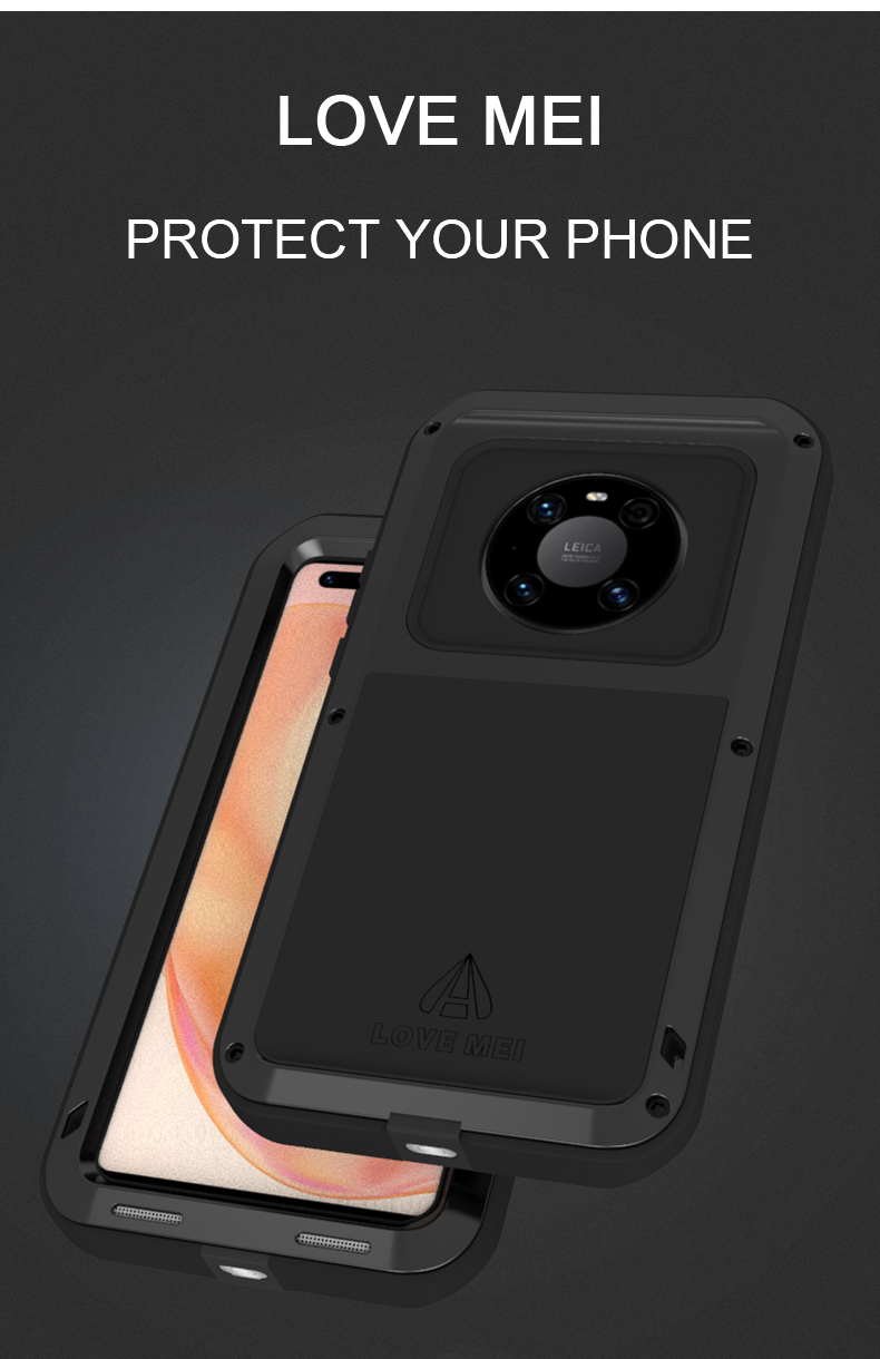 Love Mei Pockewewew + Drop Thermique + Protecteur Hybride De La Fonction De Poussière Pour Huawei Mate 40 Pro - Noir