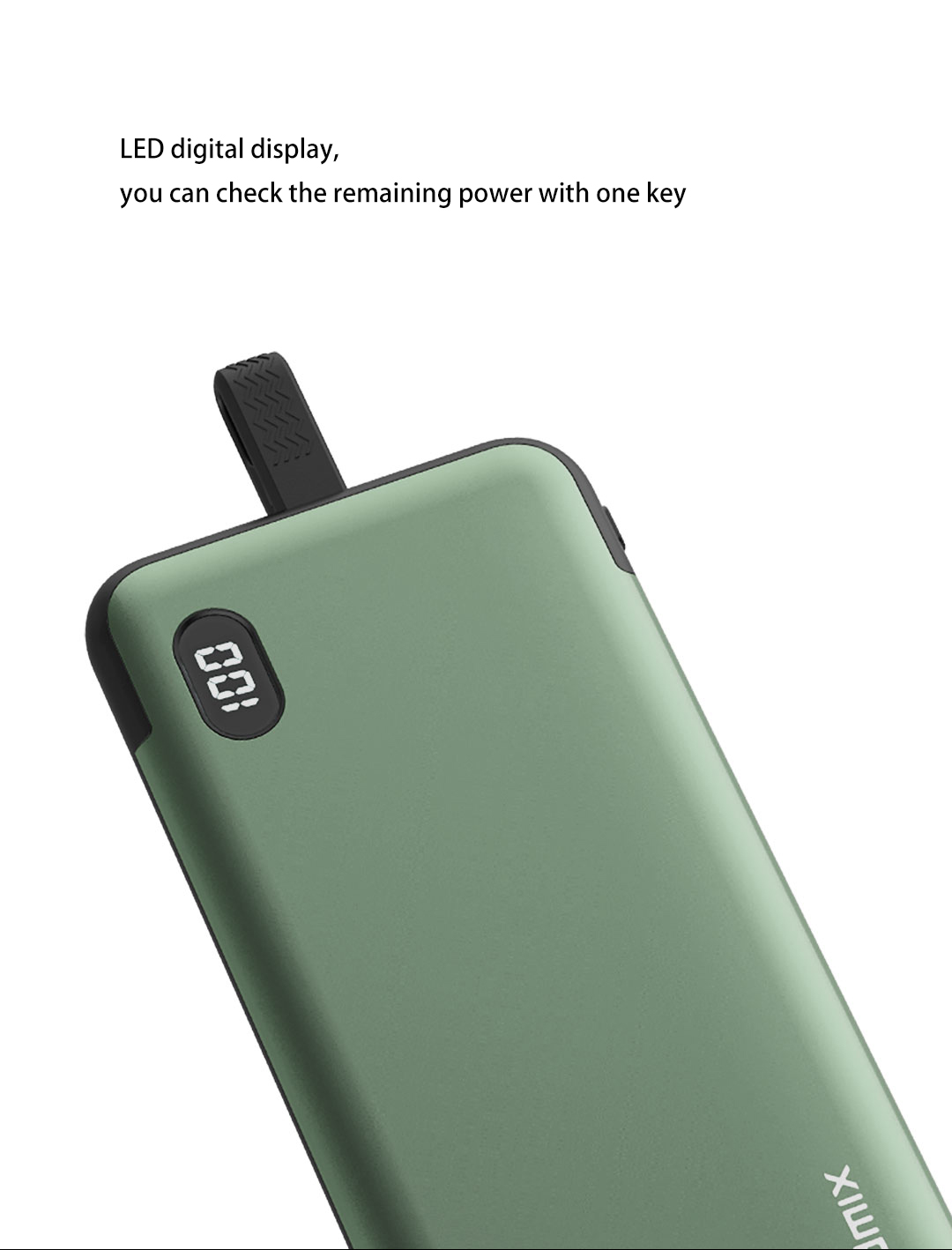 IDMIX P10CiS 10000mAh Power Bank with Built-in PD Fast Charging MFI Lightning Cable - Grey