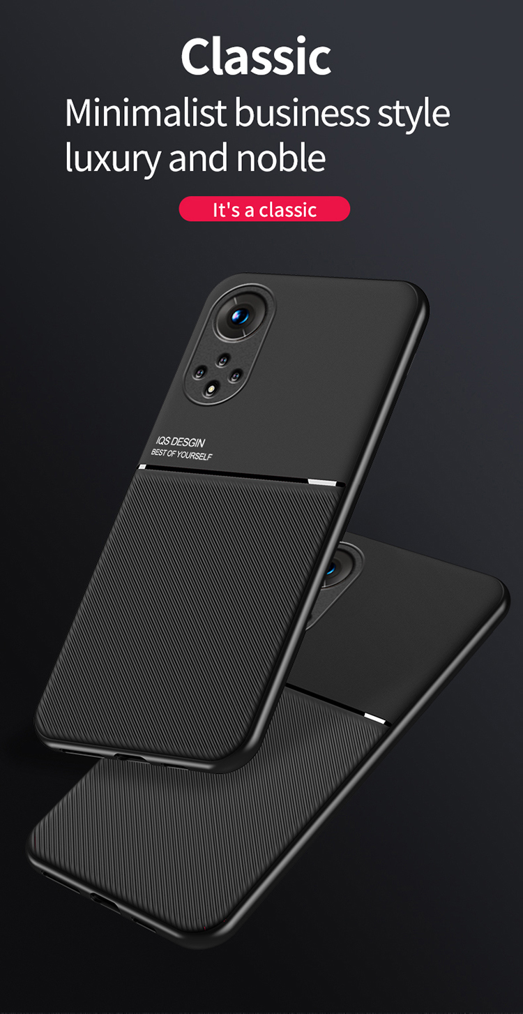 Funda De Protección Para Teléfonos Inteligentes TPU + PU CUBIERTE TELÉFONO APROXIMADAMENTE AFRUEBLE CON LA HOJA DE METAL MAGNÉTICO EXTRANTE PARA HUAWEI NOVA 9 PRO / Honor 50 Pro - Negro