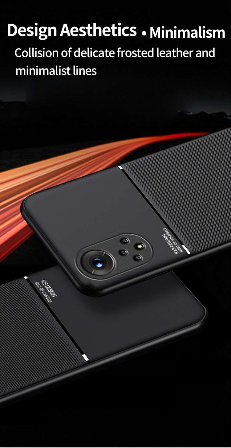 Caso De Proteção De Smartphone TPU + Couro De Couro PU Copa À Prova De Choque Com Folha De Metal Magnético Embutido Para Huawei Nova 9 Pro / Honor 50 Pro. - Preto