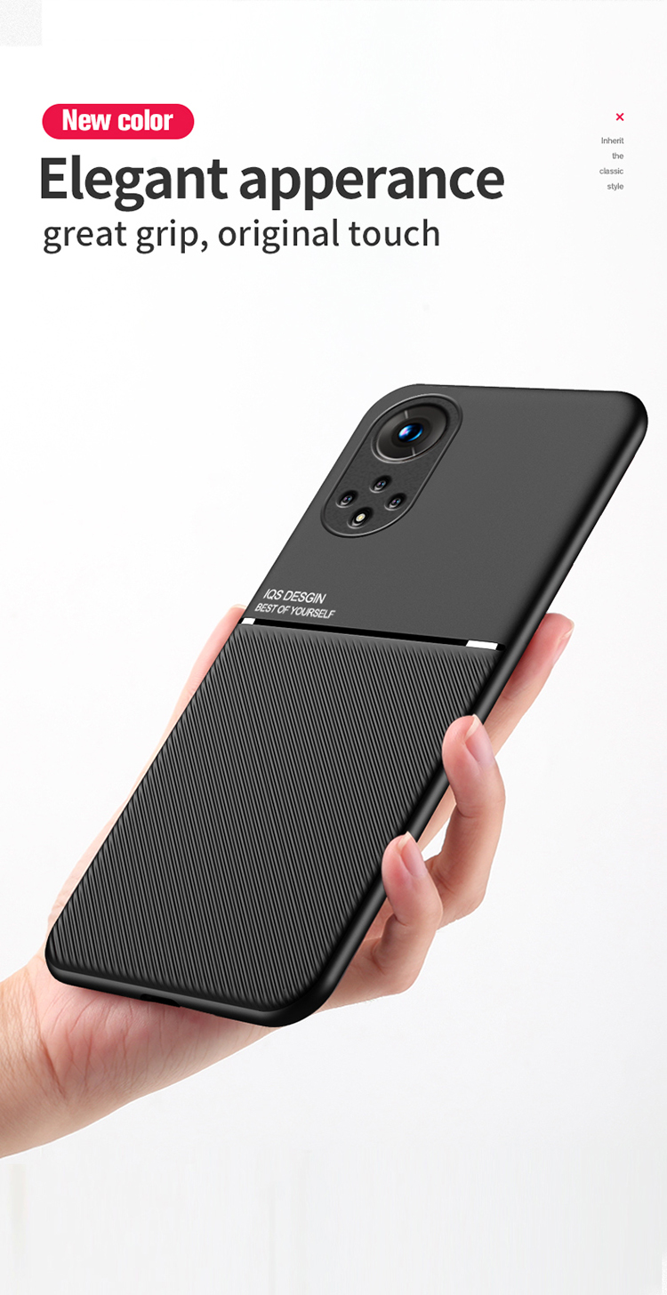 Custodia Per Smartphone Caso TPU + PU Cover Antiurto Antiurto In Pelle Con Foglio Di Metallo Magnetico Incorporato Per Huawei Nova 9 Pro / Onore 50 Pro. - Nero