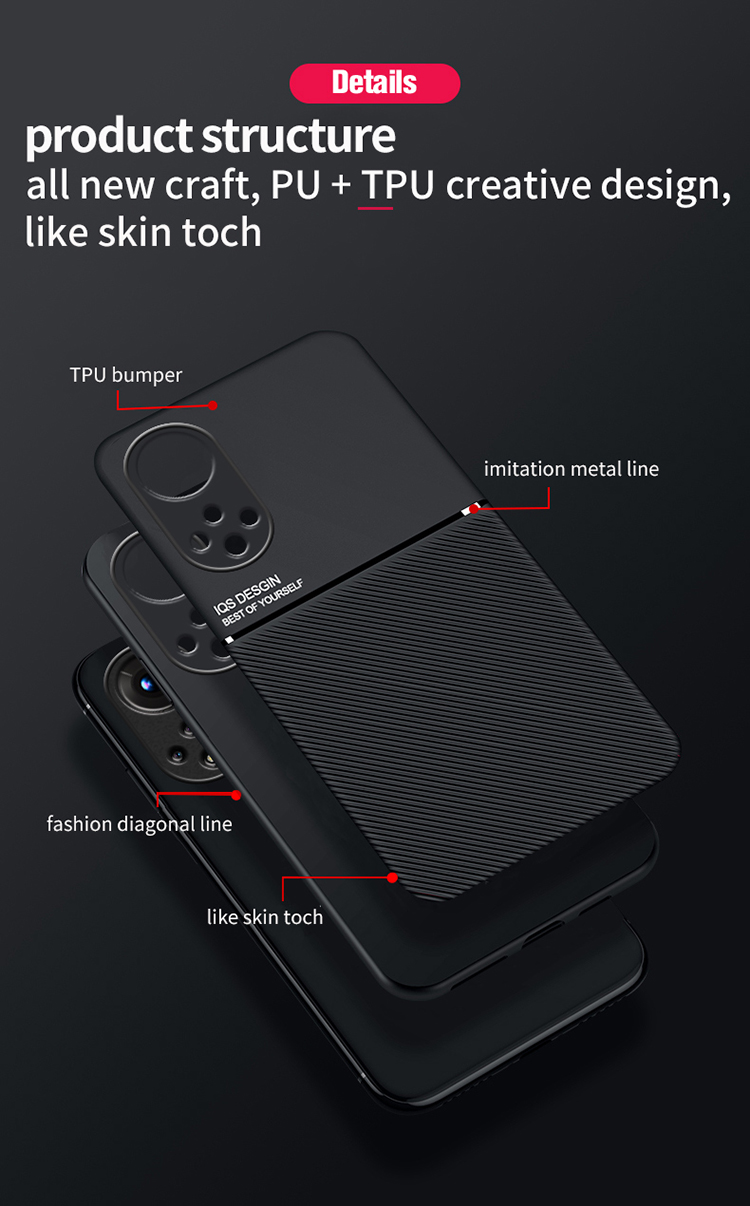 Funda De Protección Para Teléfonos Inteligentes TPU + PU CUBIERTE TELÉFONO APROXIMADAMENTE AFRUEBLE CON LA HOJA DE METAL MAGNÉTICO EXTRANTE PARA HUAWEI NOVA 9 PRO / Honor 50 Pro - Negro