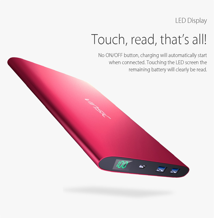VINSIC 20000mAh Portable Dual USB Super Thin Power Bank for iPhone iPad Samsung Huawei - Red-4