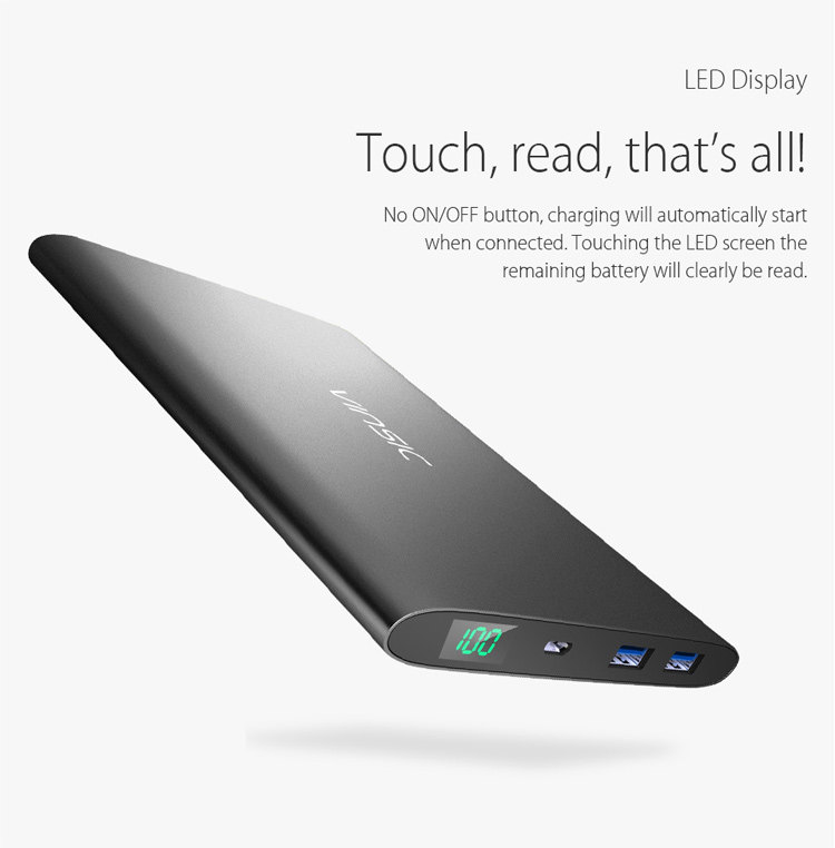 VINSIC 15000mAh Dual USB External Battery Charger Power Bank for iPhone iPad Samsung Huawei - Black-4