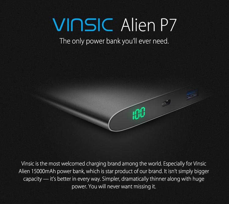 VINSIC 15000mAh Dual USB External Battery Charger Power Bank for iPhone iPad Samsung Huawei - Black-1