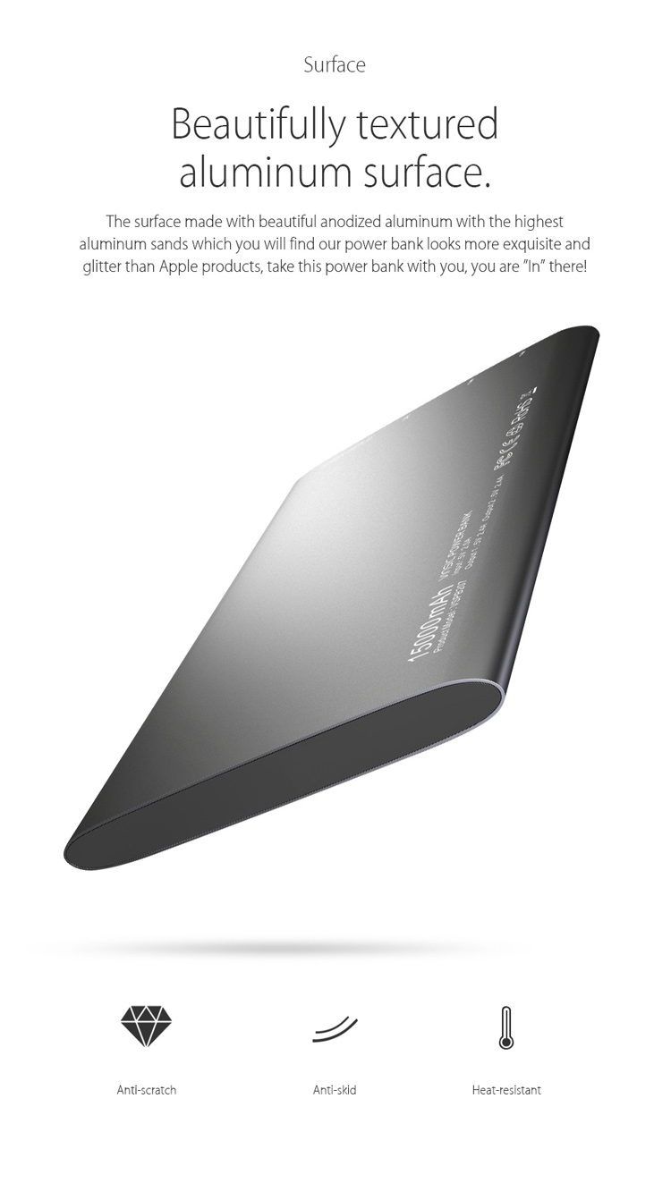 VINSIC 15000mAh Dual USB External Battery Charger Power Bank for iPhone iPad Samsung Huawei - Black-3