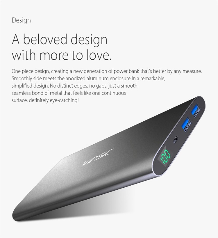 VINSIC Alien P11 12000mAh Ultrathin Mobile Power Bank Dual USB for iPhone iPad Samsung - Black-2
