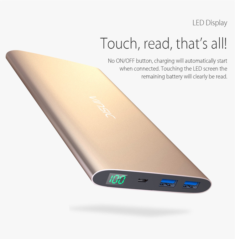 VINSIC Alien P11 12000mAh Dual USB Mobile Power Charger for iPhone iPad Samsung - Gold Color-4