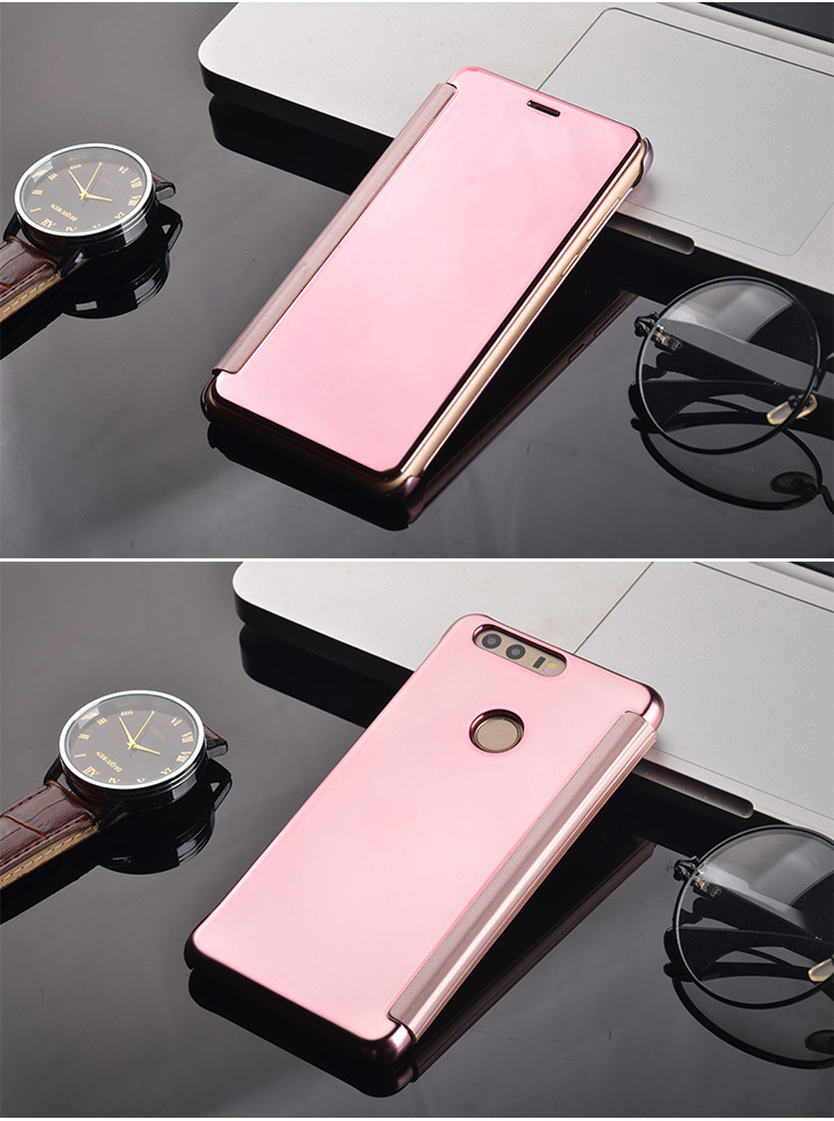 Galvanisierungsspiegeloberflächen-PC-Lederoberteil Für Huawei Ehre 8 - Roségold-2