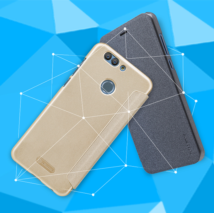 Copertina in Pelle Flip Series Nillkin Per Huawei Nova 2 Plus - Oro