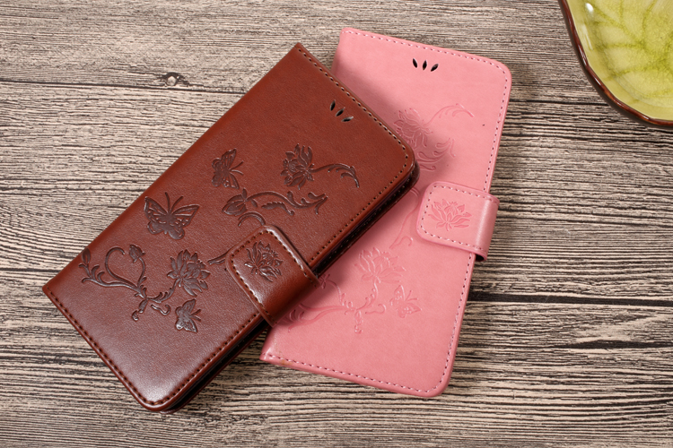 Impressum Schmetterlingsblumen PU Wallet Leder Hülle Für Huawei Honor 9 Mit Ständer - Grau