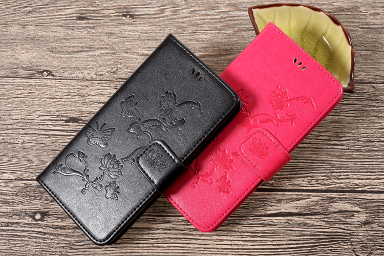 Impressum Schmetterlingsblumen Brieftasche PU Lederschale Mit Kartenschlitzen Mit Riemen Für Huawei Honor 9 - Blau