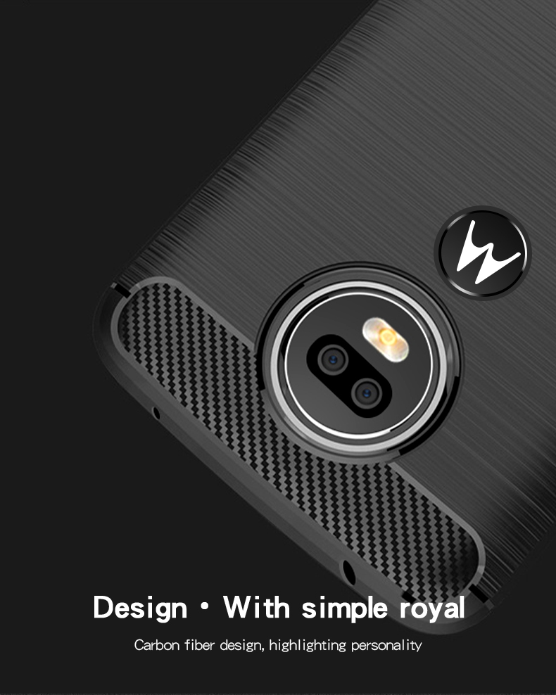 MOFI Fibra de Carbono Cepilada TPU TPU Shell Para Motorola Moto G7 Power (versión de la Ue) - Negro