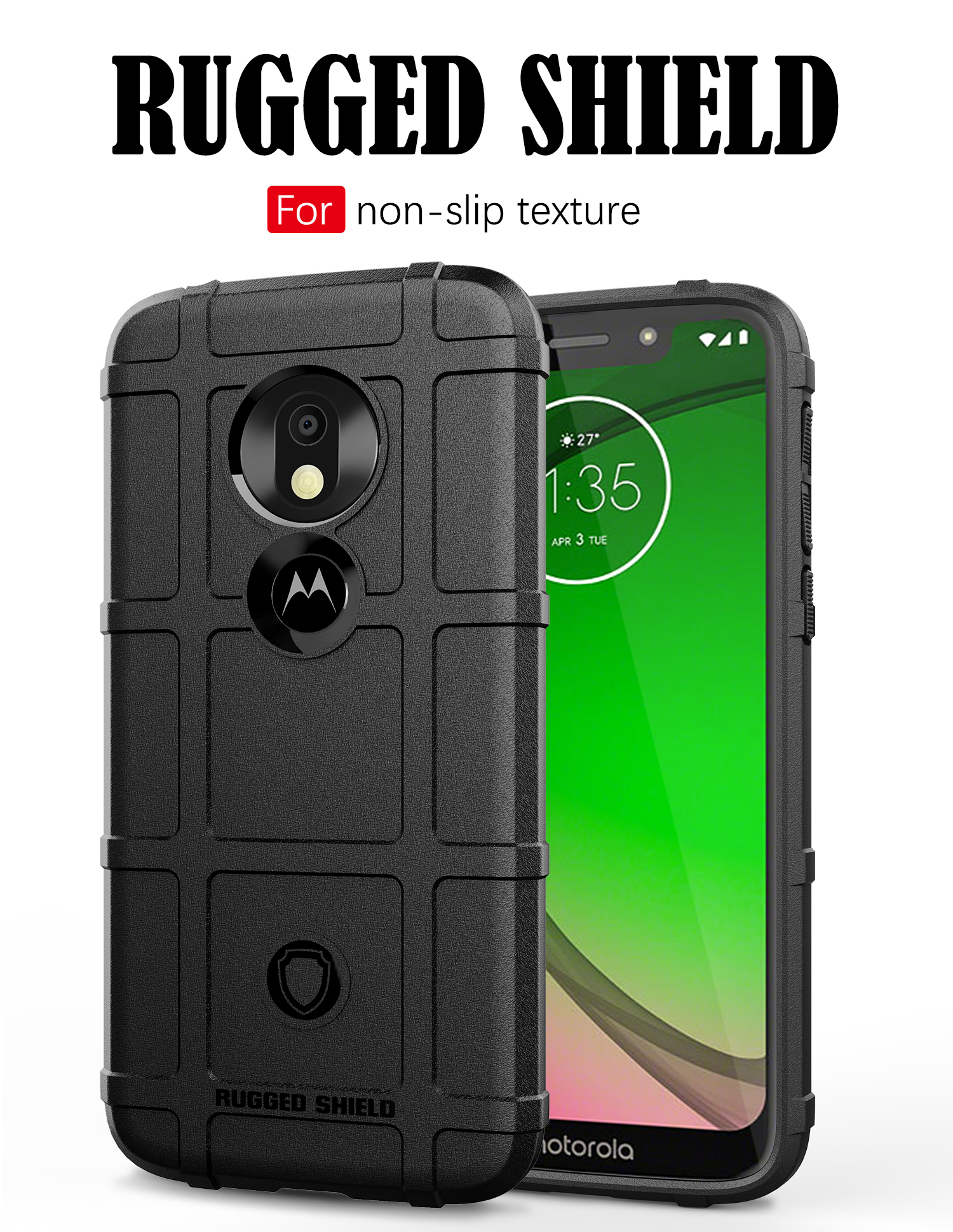 Custodia Anti-shock a Griglia Quadrata Robusta Per Motorola Moto G7 Play (versione Ue) - Blu