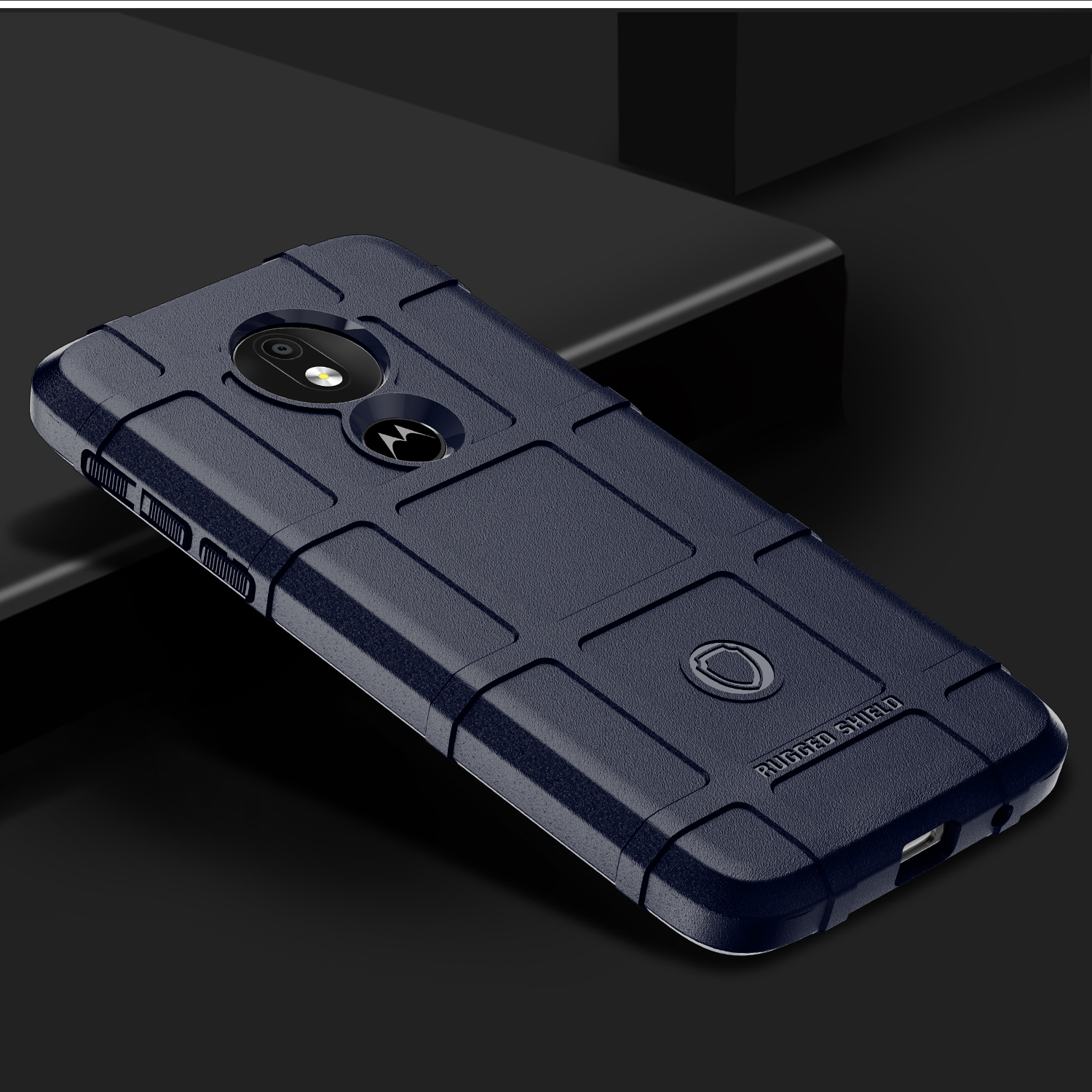 Cubierta de Teléfono TPU Anti-shock Tpu de Textura Cuadrada Resistente Para Motorola Moto G7 Power (versión de la Ue) - Negro