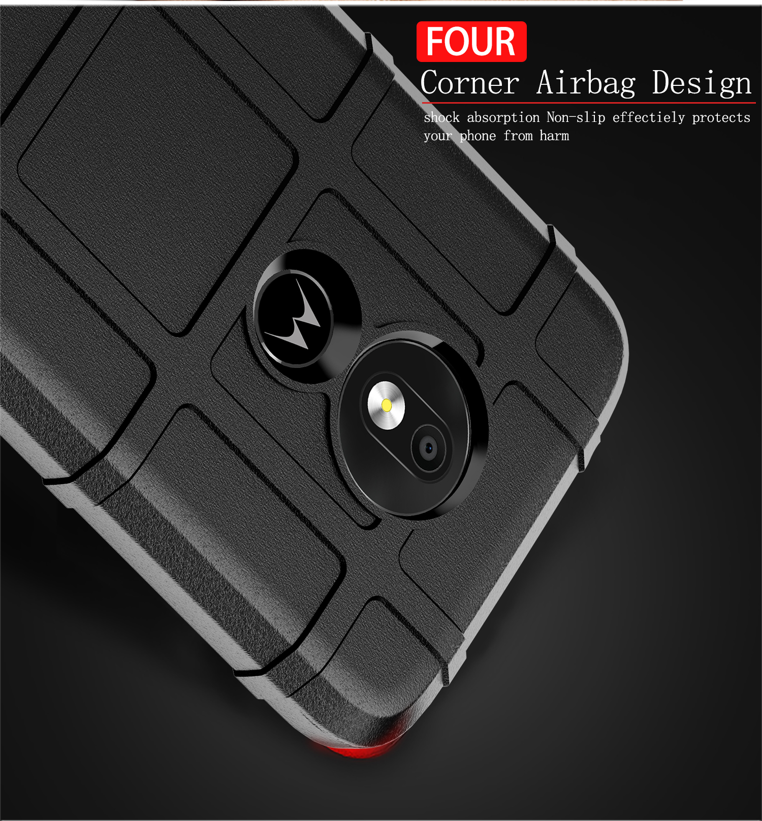 Textura de Grida Quadrada Robusta Anti-shock TPU Tampa Para Motorola Moto G7 Power (versão da Ue) - Preto