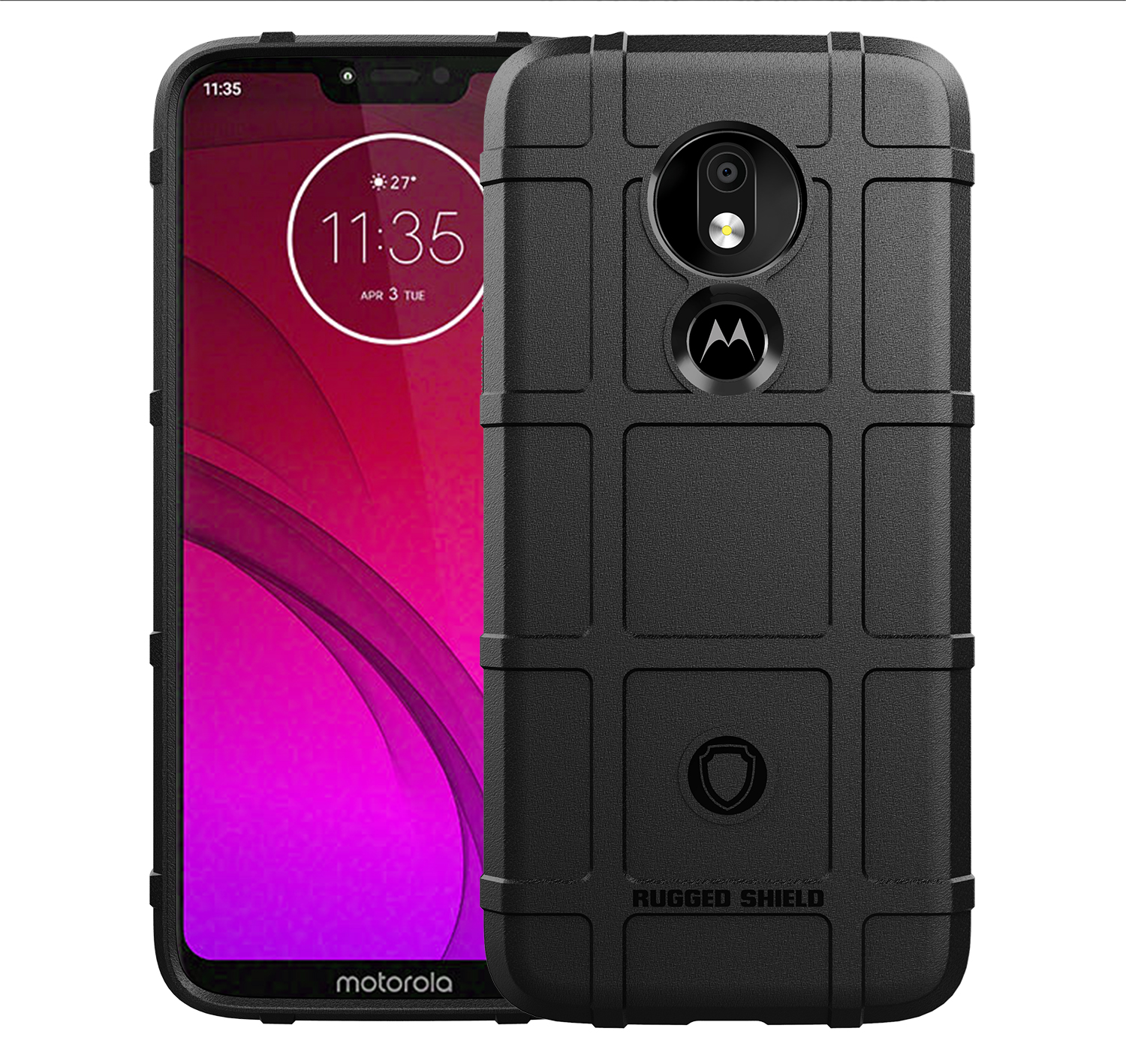 Copertina Telefonica TPU Anti-shock Rugged Square Grid Per Motorola Moto G7 Power (versione Ue) - Nero