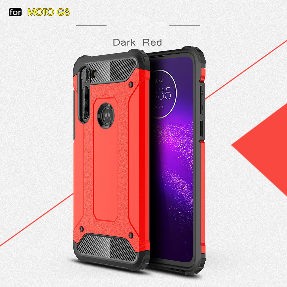 Armour Guard Plástico + Estojo Híbrido TPU Para Motorola Moto G8 - Prata