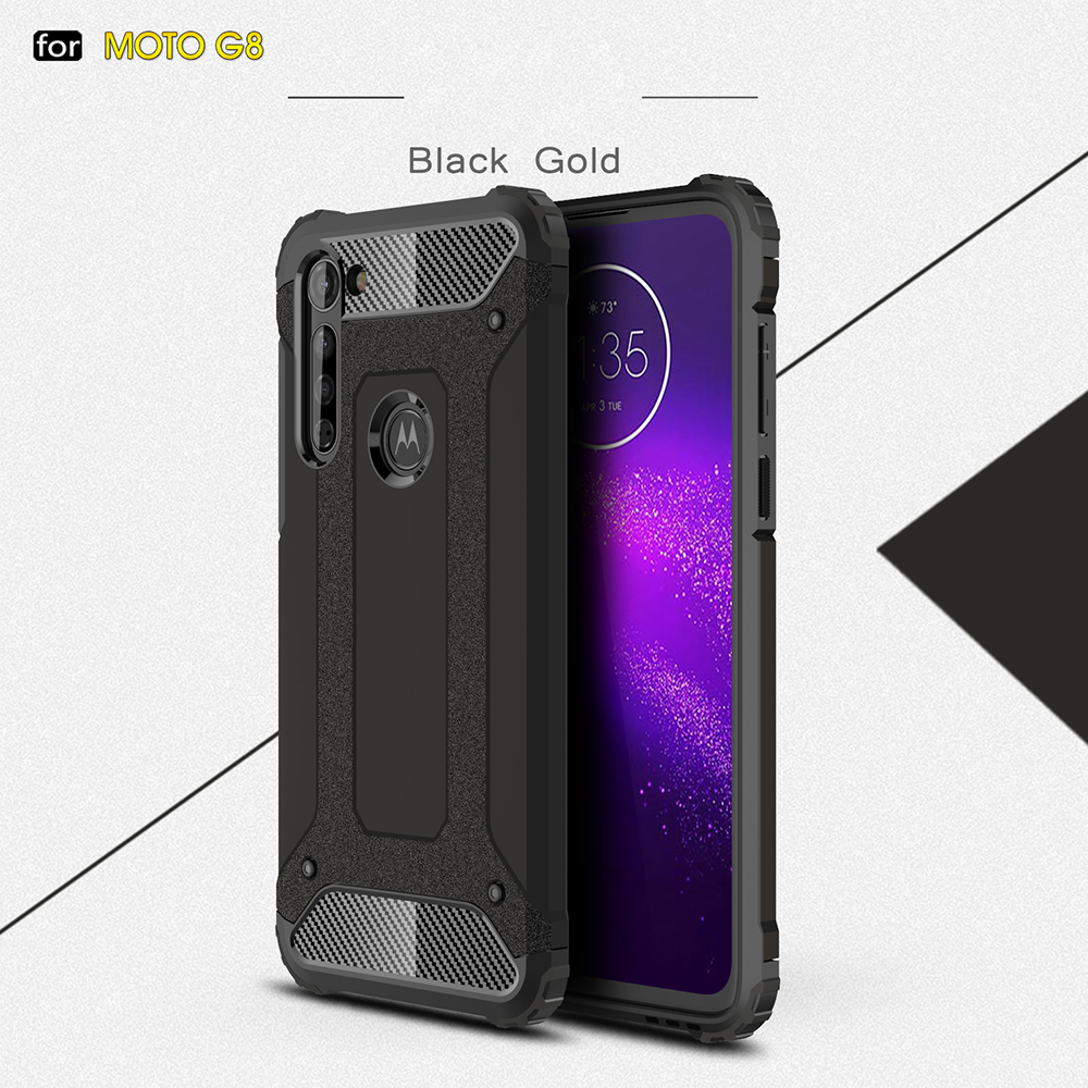 Armor Guard Plastic + TPU Hybrid Case Pour Motorola Moto G8 - Argent