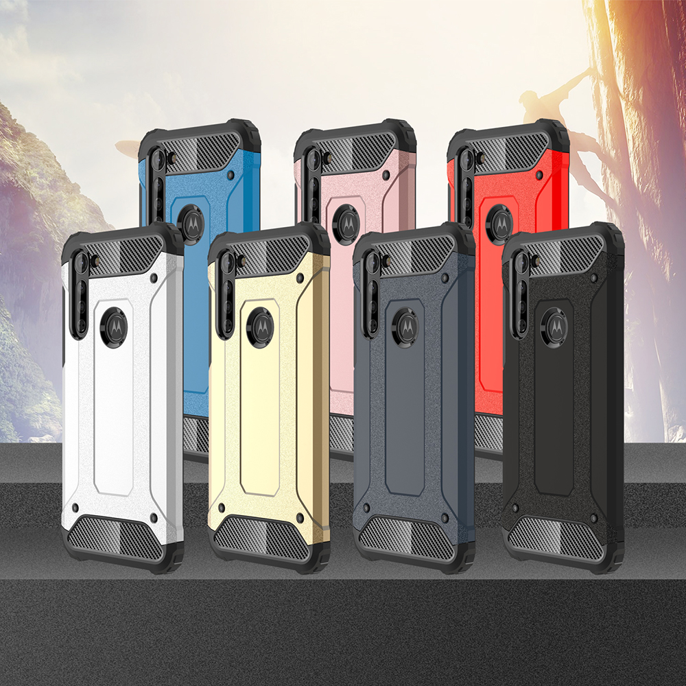 Armatura Guard Plastic + TPU Hybrid Case Per Motorola Moto G8 - D'argento